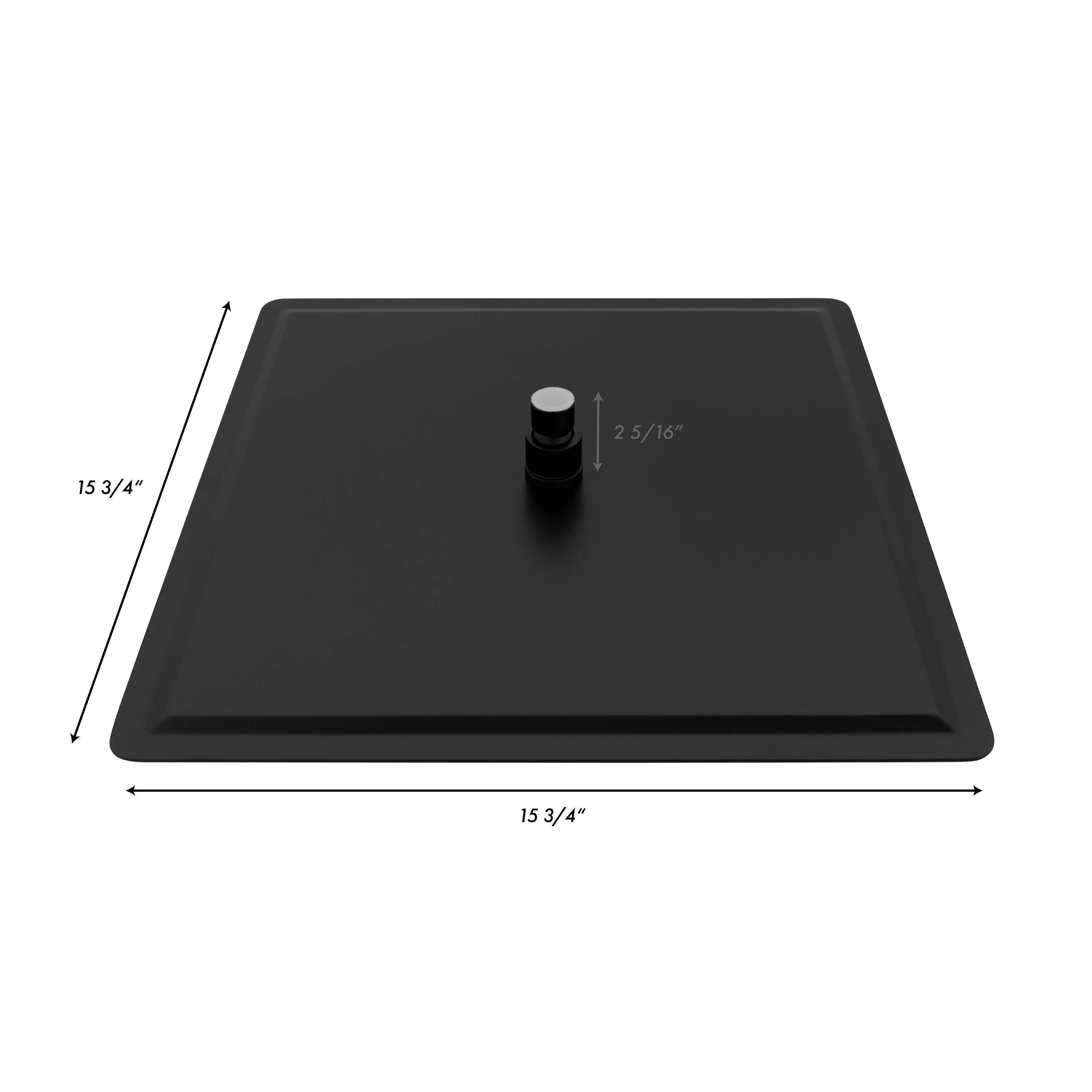 ZLINE Bliss 16-inch matte black shower head with square face and center connection