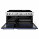 ZLINE 60-inch Legacy Series Dual Fuel Range with 9 Gas Burner Stove and 7.4 Cu. Ft. Electric Oven in Stainless Steel and Blue Gloss Door (RA-BG-60)