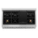 ZLINE 48-inch Legacy Series Dual Fuel Range with 7 Gas Brass Burners, Griddle and 6.0 Cu. Ft. Electric Oven in Stainless Steel (RA-BR-GR-48)