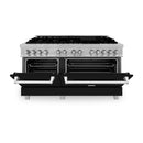 ZLINE 60-inch Legacy Series Dual Fuel Range with 9 Gas Burner Stove and 7.4 Cu. Ft. Electric Oven in Fingerprint Resistant Satin Stainless Steel and Black Matte Doors (RAS-BLM-60)