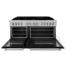 ZLINE 60-inch Legacy Series Dual Fuel Range with 9 Gas Burner Stove and 7.4 Cu. Ft. Electric Oven in Fingerprint Resistant Satin Stainless Steel and Black Matte Doors (RAS-BLM-60)