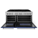 ZLINE 60-inch Legacy Series Dual Fuel Range with 9 Gas Burner Stove and 7.4 Cu. Ft. Electric Oven in Fingerprint Resistant Satin Stainless Steel and Blue Matte Doors (RAS-BM-60)