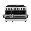 ZLINE Legacy Series Autograph Edition 48-inch Dual Fuel Range with Gas Stove and 6.0 Cu. Ft. Electric Oven in Fingerprint Resistant Satin Stainless Steel with Black Matte Accents (RASZ-SN-48-MB)