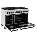 ZLINE Legacy Series Autograph Edition 48-inch Dual Fuel Range with Gas Stove and 6.0 Cu. Ft. Electric Oven in Fingerprint Resistant Satin Stainless Steel with Black Matte Accents (RASZ-SN-48-MB)