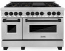 ZLINE Legacy Series Autograph Edition 48-inch Dual Fuel Range with Gas Stove and 6.0 Cu. Ft. Electric Oven in Stainless Steel with Matte Black Accents (RAZ-48-MB)