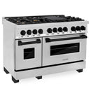 ZLINE Legacy Series Autograph Edition 48-inch Dual Fuel Range with Gas Stove and 6.0 Cu. Ft. Electric Oven in Stainless Steel with Matte Black Accents (RAZ-48-MB)