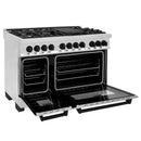 ZLINE Legacy Series Autograph Edition 48-inch Dual Fuel Range with Gas Stove and 6.0 Cu. Ft. Electric Oven in Stainless Steel with Matte Black Accents (RAZ-48-MB)