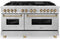 ZLINE Autograph Edition 60-Inch Dual Fuel Range with Gas Stove and Electric Oven in Stainless Steel with Champagne Bronze Accents (RAZ-60-CB)