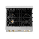 ZLINE Autograph Edition 30-Inch Porcelain Rangetop with 4 Gas Burners in Stainless Steel and Gold Accents (RTZ-30-G)