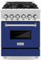 ZLINE 24-Inch 2.8 cu. ft. Dual Fuel Range with Gas Stove and Electric Oven in Stainless Steel and Blue Gloss Door (RA-BG-24)