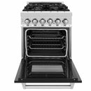 ZLINE 24-inch Legacy Series Dual Fuel Range with Gas Stove and 2.8 Cu. Ft. Electric Oven in Stainless Steel and Black Matte Door (RA-BLM-24)