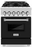 ZLINE 24-inch Legacy Series Dual Fuel Range with Gas Stove and 2.8 Cu. Ft. Electric Oven in Stainless Steel and Black Matte Door (RA-BLM-24)