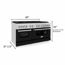 ZLINE 60-inch Legacy Series Dual Fuel Range with 9 Gas Burner Stove and 7.4 Cu. Ft. Electric Oven in Stainless Steel and Black Matte Door (RA-BLM-60)