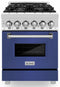 ZLINE 24-Inch 2.8 cu. ft. Dual Fuel Range with Gas Stove and Electric Oven in Stainless Steel and Blue Matte Door (RA-BM-24)