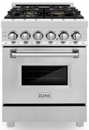 ZLINE 24-inch Legacy Series Dual Fuel Range with Gas Stove and 2.8 Cu. Ft. Electric Oven in Stainless Steel with Brass Burners (RA-BR-24)