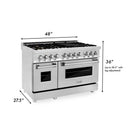 ZLINE 48-inch Legacy Series Dual Fuel Range with 7 Gas Brass Burners, Griddle and 6.0 Cu. Ft. Electric Oven in Stainless Steel (RA-BR-GR-48)