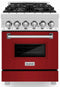 ZLINE 24-Inch 2.8 cu. ft. Dual Fuel Range with Gas Stove and Electric Oven in Stainless Steel and Red Gloss Door (RA-RG-24)