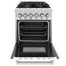 ZLINE 24-inch Legacy Series Dual Fuel Range with Gas Stove and 2.8 Cu. Ft. Electric Oven in Stainless Steel and White Matte Door (RA-WM-24)