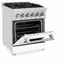ZLINE 24-inch Legacy Series Dual Fuel Range with Gas Stove and 2.8 Cu. Ft. Electric Oven in Stainless Steel and White Matte Door (RA-WM-24)