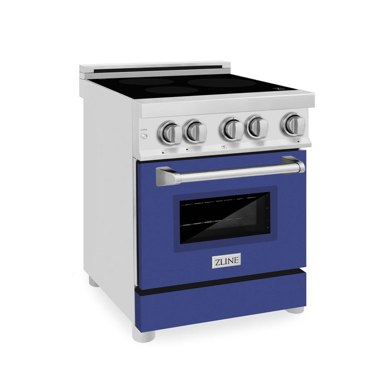 ZLINE 24-Inch 2.8 cu. ft. Induction Range with a 3 Element Stove and Electric Oven in Stainless Steel with Blue Matte Door (RAIND-BM-24)
