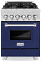 ZLINE 24-Inch 2.8 cu. ft. Dual Fuel Range with Gas Stove and Electric Oven in DuraSnow Stainless Steel and Blue Gloss Door (RAS-BG-24)