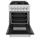 ZLINE 24-inch Legacy Series Dual Fuel Range with Gas Stove and 2.8 Cu. Ft. Electric Oven in Fingerprint Resistant Satin Stainless Steel with Black Matte Door (RAS-BLM-24)