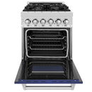 ZLINE 24-inch Legacy Series Dual Fuel Range with Gas Stove and 2.8 Cu. Ft. Electric Oven in Fingerprint Resistant Satin Stainless Steel with Blue Matte Door (RAS-BM-24)