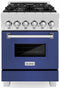 ZLINE 24-Inch 2.8 cu. ft. Dual Fuel Range with Gas Stove and Electric Oven in DuraSnow Stainless Steel and Blue Matte Door (RAS-BM-24)