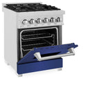 ZLINE 24-inch Legacy Series Dual Fuel Range with Gas Stove and 2.8 Cu. Ft. Electric Oven in Fingerprint Resistant Satin Stainless Steel with Blue Matte Door (RAS-BM-24)