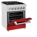 ZLINE 24-inch Legacy Series Dual Fuel Range with Red Matte Door in Fingerprint Resistant Satin Stainless Steel (RAS-RM-24)