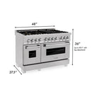 ZLINE 48-inch Legacy Series Dual Fuel Range with Gas Cooktop with Brass Burners, Griddle, and 6.0 Cu. Ft. Electric Oven in Fingerprint Resistant Satin Stainless Steel (RAS-SN-BR-GR-48)