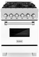 ZLINE 24-inch Legacy Series Dual Fuel Range in Fingerprint Resistant Satin Stainless Steel with White Matte Door (RAS-WM-24)