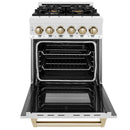 ZLINE Legacy Series Autograph Edition 24-inch Dual Fuel Range with Gas Stove and 2.8 Cu. Ft. Electric Oven in Stainless Steel with Gold Accents (RAZ-24-G)