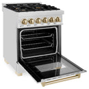 ZLINE Legacy Series Autograph Edition 24-inch Dual Fuel Range with Gas Stove and 2.8 Cu. Ft. Electric Oven in Stainless Steel with Gold Accents (RAZ-24-G)