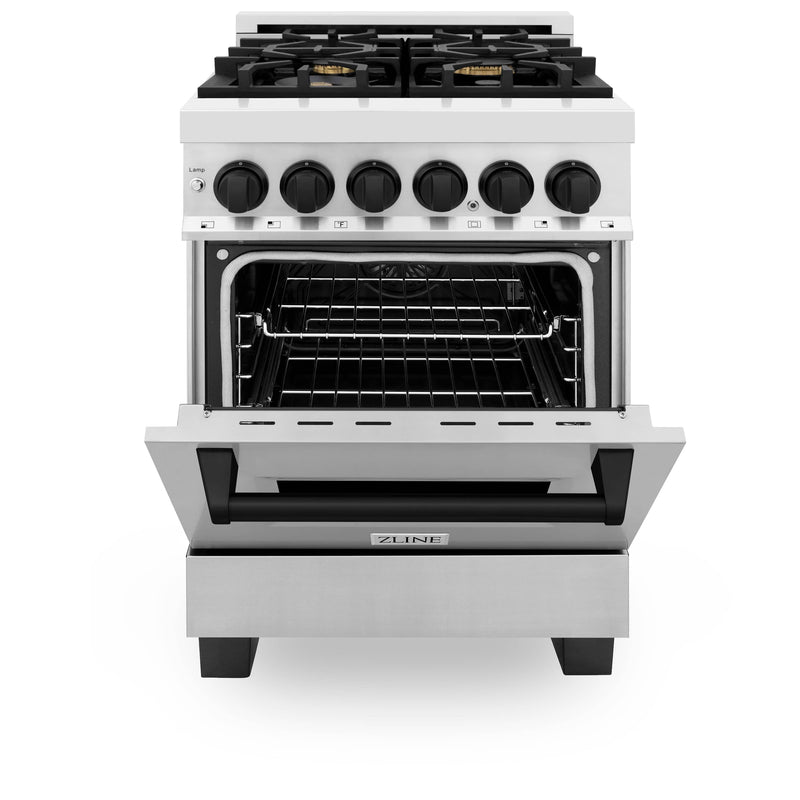 ZLINE Autograph Edition 24-Inch 2.8 cu. ft. Dual Fuel Range with Gas Stove and Electric Oven in Stainless Steel with Matte Black Accents (RAZ-24-MB)