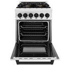 ZLINE Legacy Series Autograph Edition 24-inch Dual Fuel Range with Gas Stove and 2.8 Cu. Ft. Electric Oven in Stainless Steel with Matte Black Accents (RAZ-24-MB)