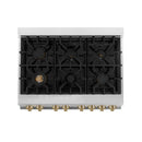 ZLINE Autograph Edition 2-Piece Appliance Package - 36-Inch Dual Fuel Range and Wall Mounted Range Hood in Stainless Steel and White Door with Champagne Bronze Trim (2AKP-RAWMRH36-CB)