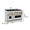 ZLINE Legacy Series Autograph Edition 48-inch Dual Fuel Range with Gas Stove and 6.0 Cu. Ft. Electric Oven in Stainless Steel with Champagne Bronze Accents (RAZ-48-CB)