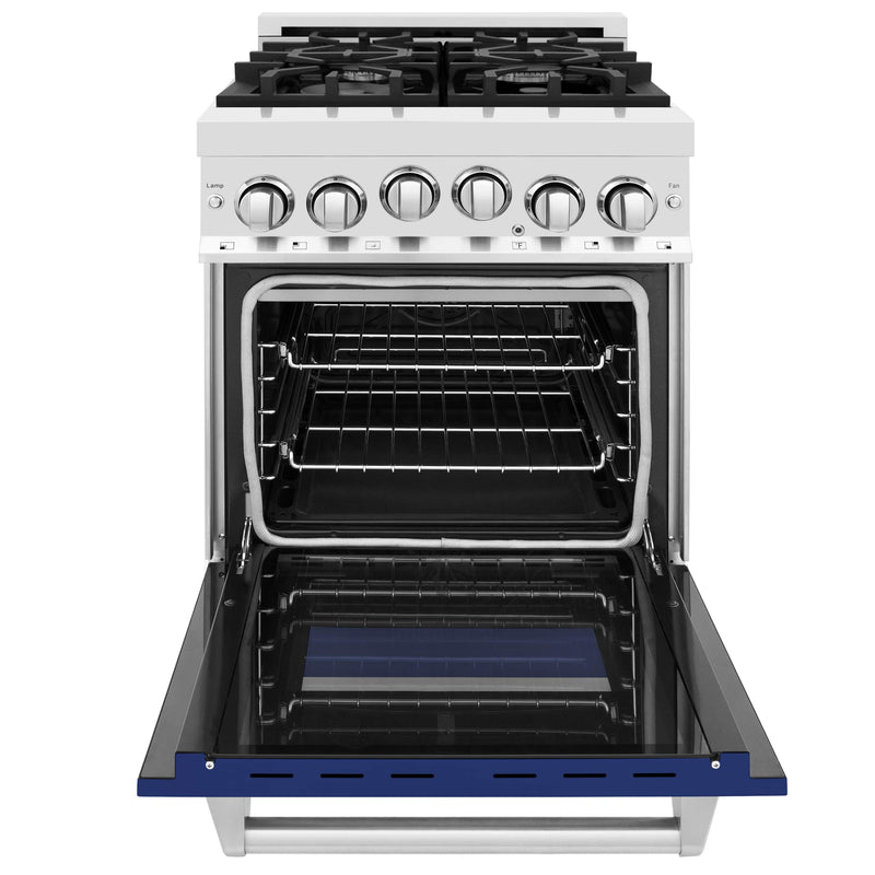 ZLINE 24-Inch 2.8 cu. ft. Range with Gas Stove and Gas Oven in Stainless Steel and Blue Gloss Door (RG-BG-24)