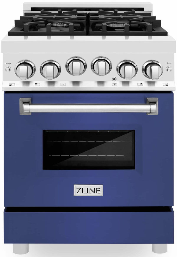 ZLINE 24-Inch 2.8 cu. ft. Range with Gas Stove and Gas Oven in Stainless Steel and Blue Matte Door (RG-BM-24)