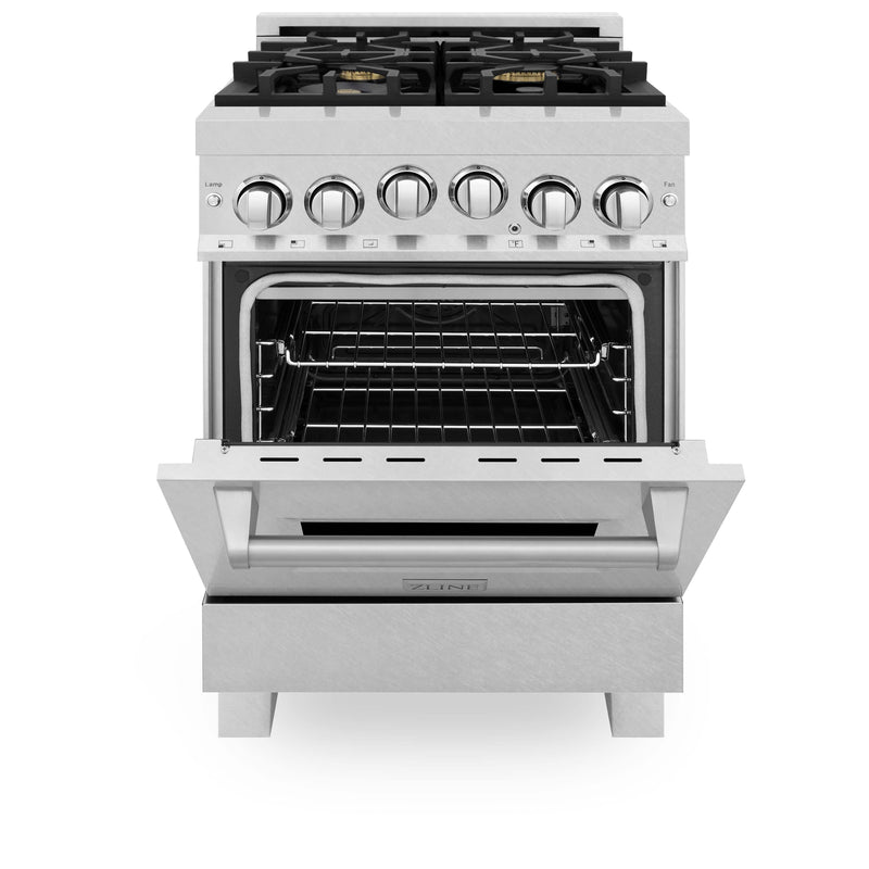 ZLINE 24-Inch 2.8 cu. ft. Range with Gas Stove and Gas Oven in DuraSnow Stainless Steel with Brass Burners (RGS-SN-BR-24)