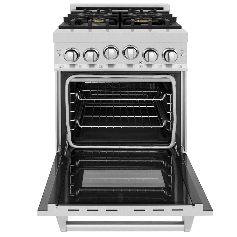 ZLINE 24-Inch 2.8 cu. ft. Range with Gas Stove and Gas Oven in DuraSnow Stainless Steel with Brass Burners (RGS-SN-BR-24)