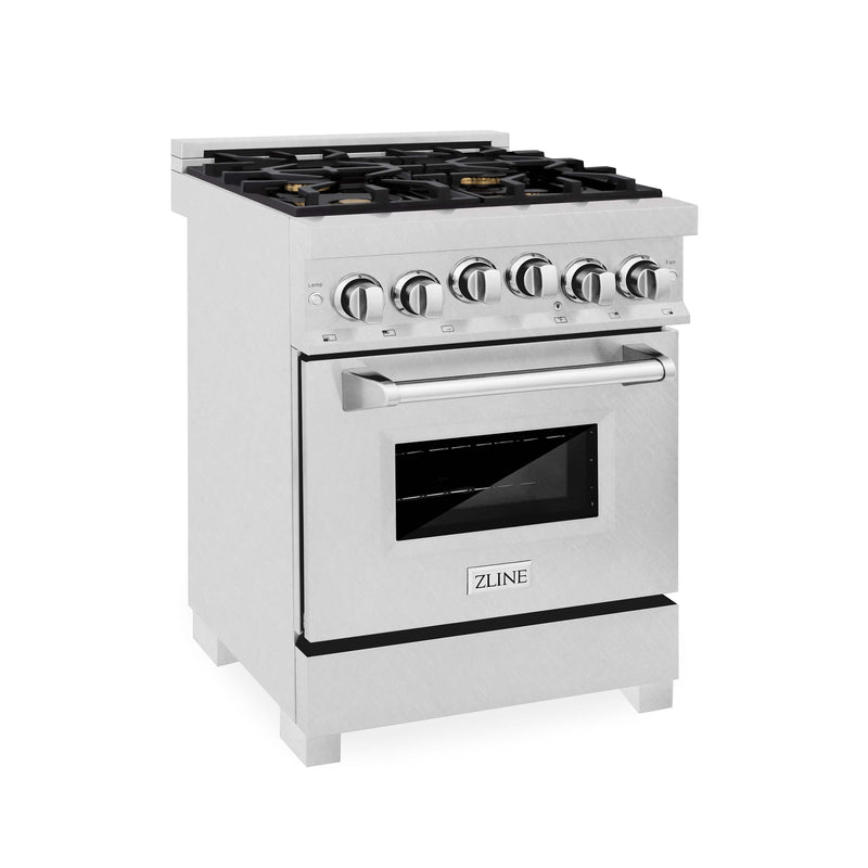 ZLINE 24-Inch 2.8 cu. ft. Range with Gas Stove and Gas Oven in DuraSnow Stainless Steel with Brass Burners (RGS-SN-BR-24)