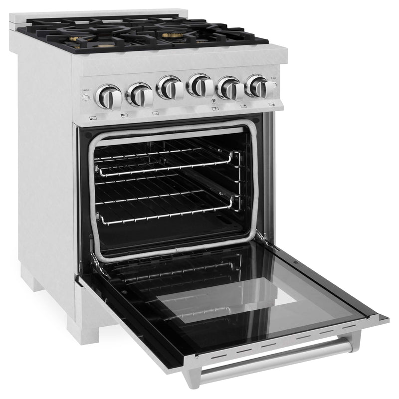 ZLINE 24-Inch 2.8 cu. ft. Range with Gas Stove and Gas Oven in DuraSnow Stainless Steel with Brass Burners (RGS-SN-BR-24)