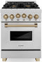 ZLINE Autograph Edition 24-Inch 2.8 cu. ft. Range with Gas Stove and Gas Oven in DuraSnow® Stainless Steel with Champagne Bronze Accents (RGSZ-SN-24-CB)