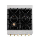 ZLINE Legacy Series Autograph Edition 24-inch Dual Fuel Range with Gas Stove and 2.8 Cu. Ft. Electric Oven in Fingerprint Resistant Satin Stainless Steel with Gold Accents (RASZ-SN-24-G)