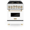 ZLINE Autograph Edition 24-Inch 2.8 cu. ft. Range with Gas Stove and Gas Oven in DuraSnow® Stainless Steel with White Matte Door and Gold Accents (RGSZ-WM-24-G)