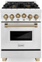 ZLINE Autograph Edition 24-Inch 2.8 cu. ft. Range with Gas Stove and Gas Oven in Stainless Steel with Champagne Bronze Accents (RGZ-24-CB)