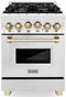 ZLINE Autograph Edition 24-Inch 2.8 cu. ft. Range with Gas Stove and Gas Oven in Stainless Steel with Gold Accents (RGZ-24-G)