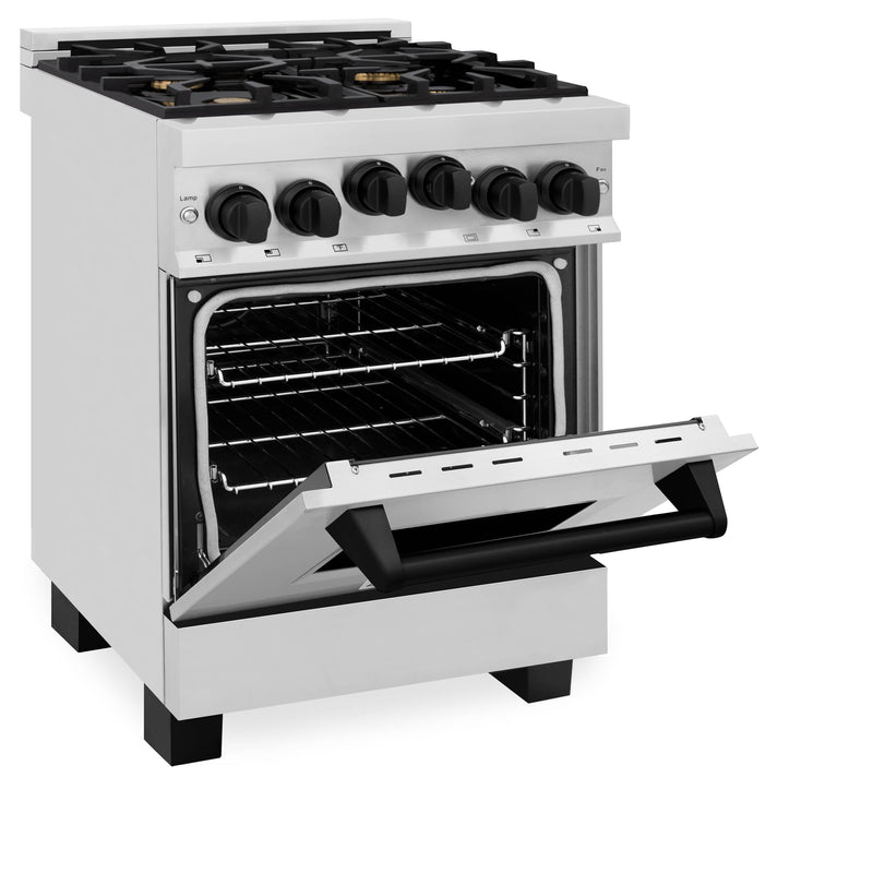 ZLINE Autograph Edition 24-Inch 2.8 cu. ft. Range with Gas Stove and Gas Oven in Stainless Steel with Matte Black Accents (RGZ-24-MB)
